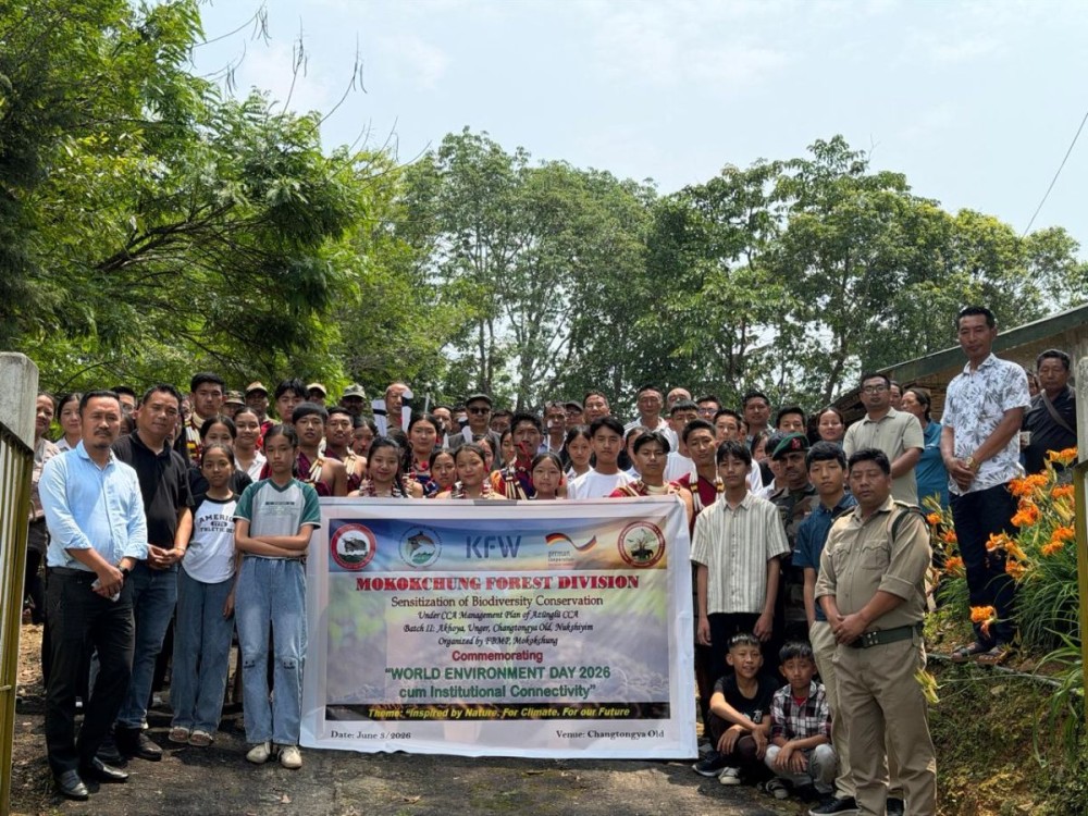 Mokokchung Forest Division officials along with the participants during the World Environment Day 2026 programme held Changtongya Old Village in Mokokchung on June 3.